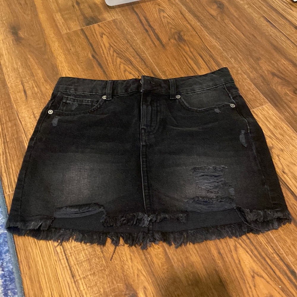 We the Free black distressed mini skirt NWOT